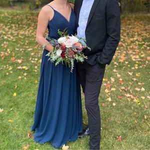 Deep navy Gracie Azazie bridesmaid dress